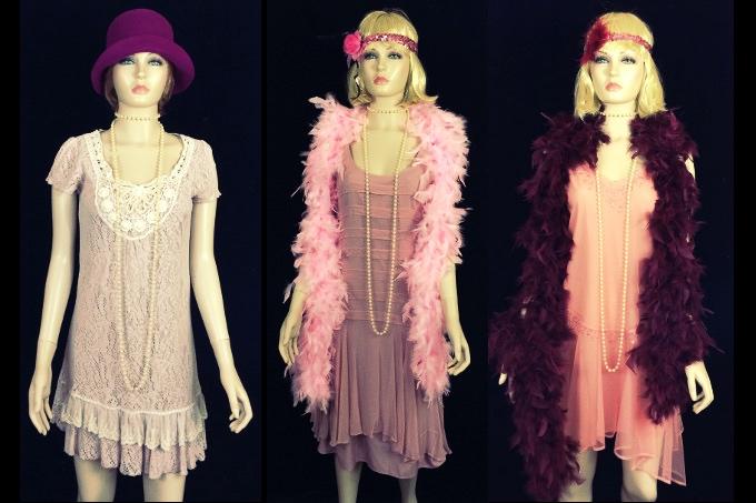 Pinks - dress up with boas, beads and cloche hats