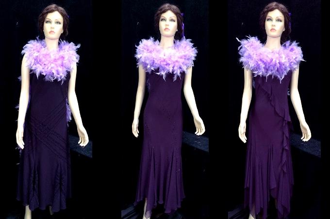 Purple boa dresses